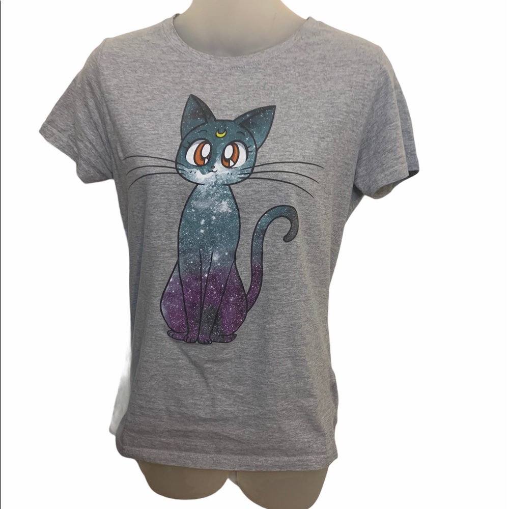 Sailor Moon Gray Galaxy Luna T-Shirt Sz S- M See Measurements